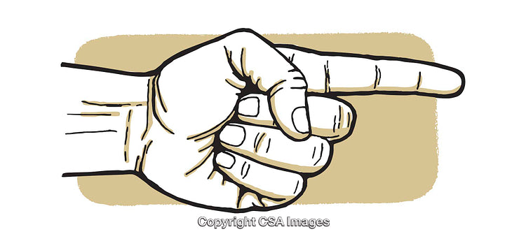 Illustrated Hand Pointing to the Right in Bold Graphic Style