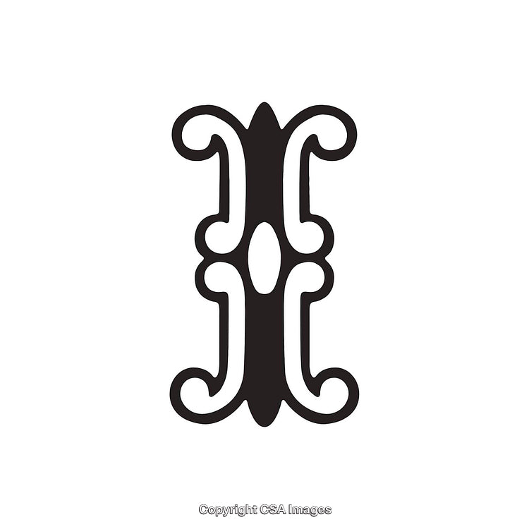 Stylized Ornate Black Letter 'I' on White Background