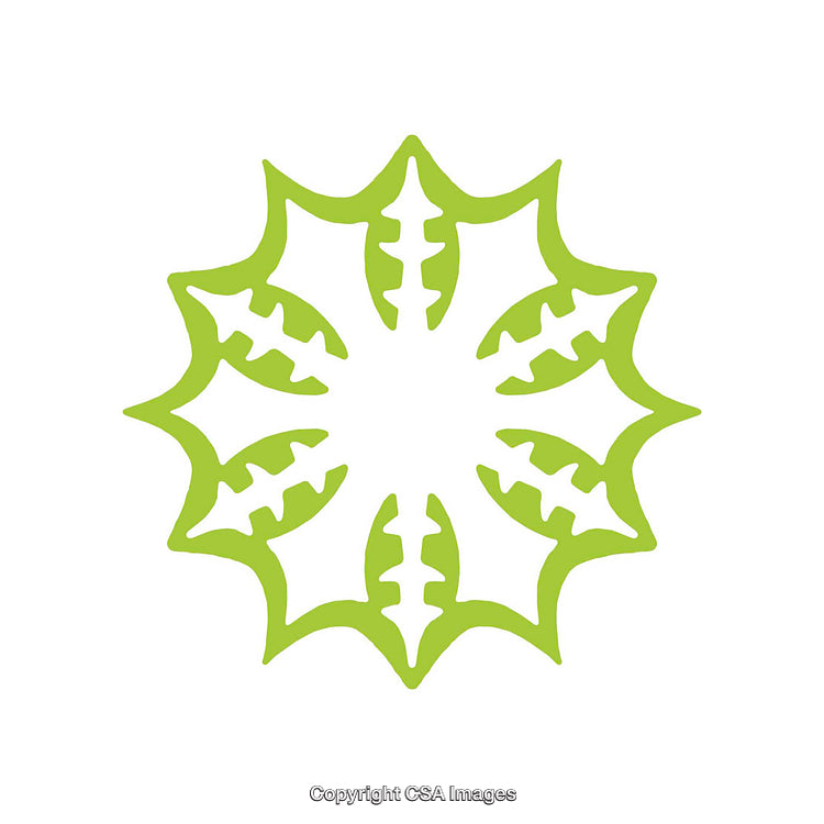 Green Floral Symbol with Symmetrical Circular Design
