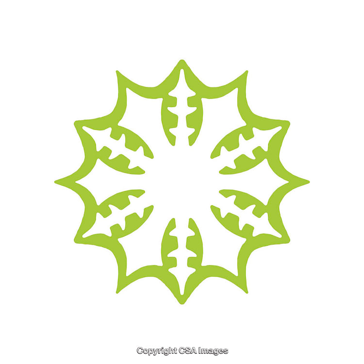Green Floral Symbol with Symmetrical Circular Design