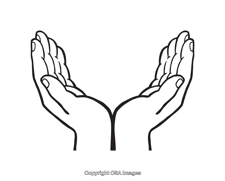 Line Art Illustration of Open Hands in a Symmetrical Gesture