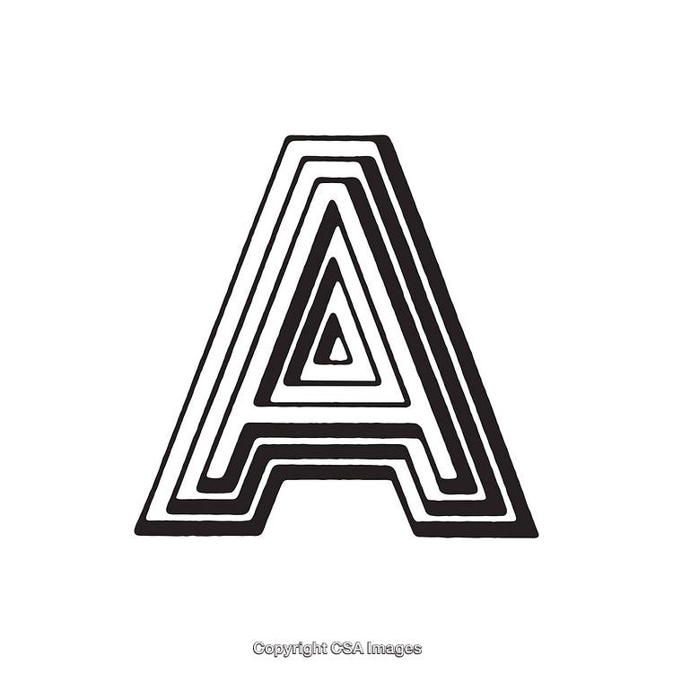 Stylized Black and White Letter A with Geometric Design