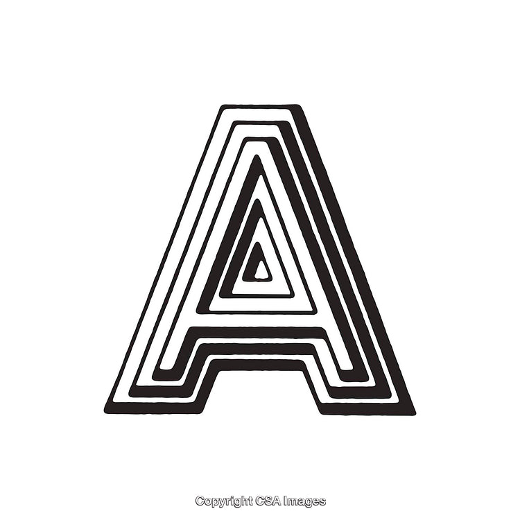 Stylized Black and White Letter A with Geometric Design