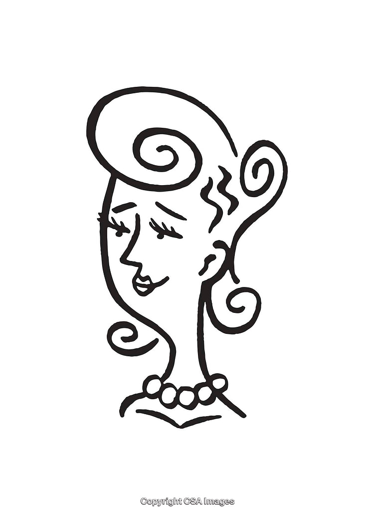 Elegant Black and White Line Art Portrait of a Woman