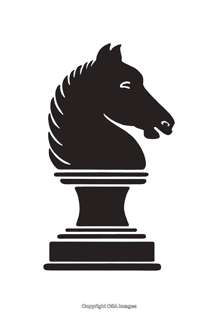 Black and White Silhouette of a Chess Knight Piece