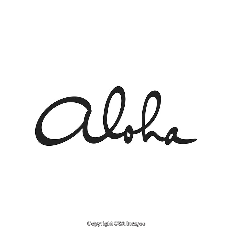 Handwritten Aloha Calligraphy on White Background in Artistic Script Style