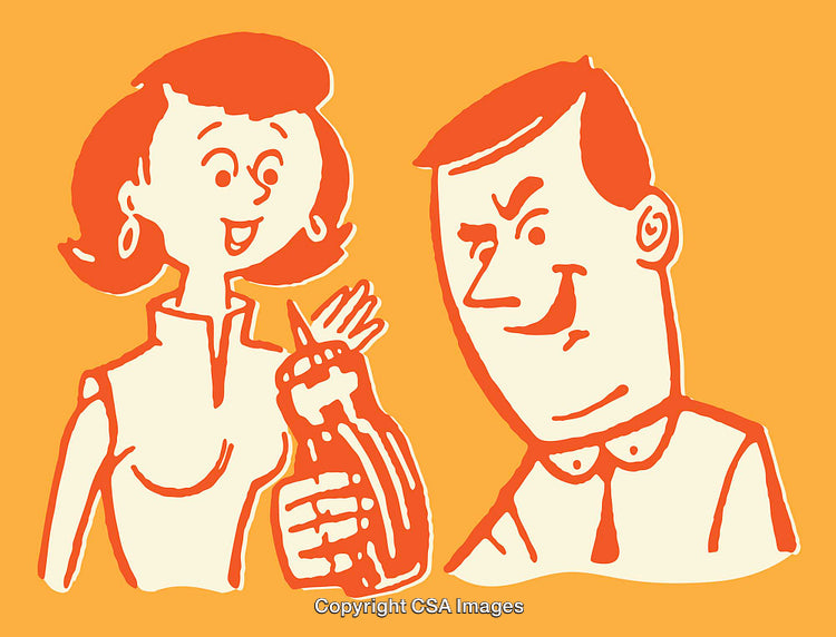 Retro Style Cartoon Characters Sharing a Friendly Conversation