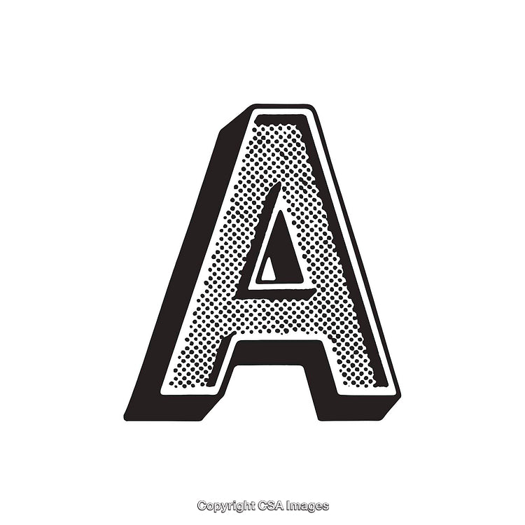 Stylized Letter A with Halftone Pattern Design on White Background