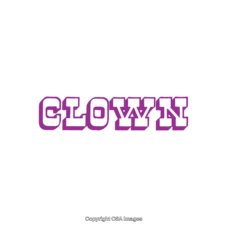Bold Purple Text Image with the Word 'Clown' Displayed