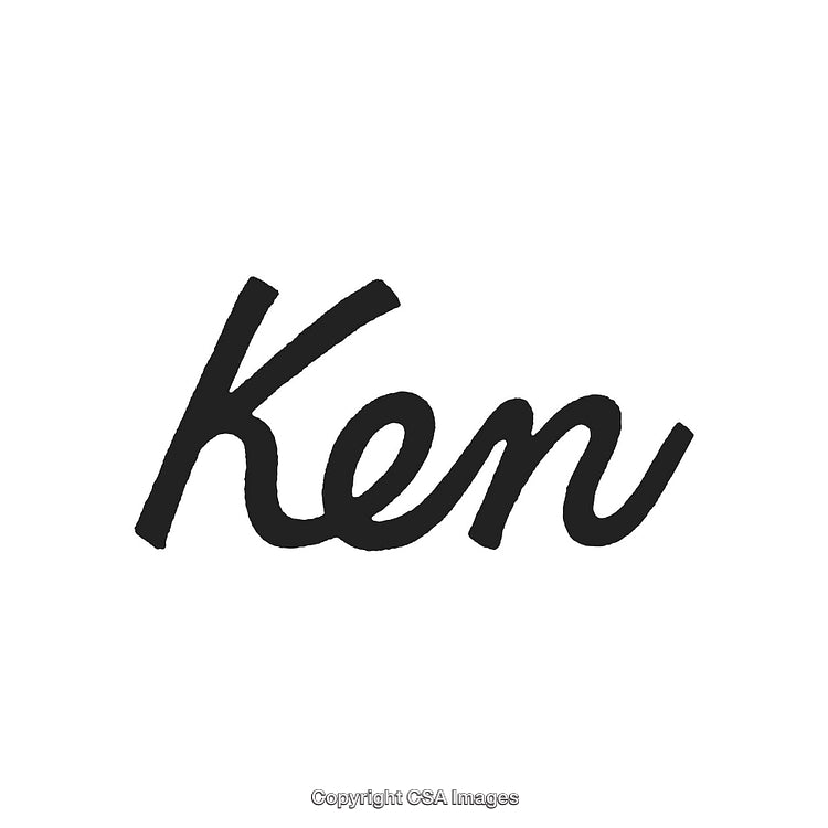 Handwritten Styled Black Text on White Background Displaying the Name 'Ken'