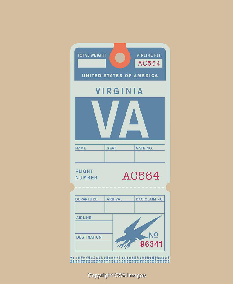 Retro Inspired Virginia Travel Tag With a Classic Typography Design