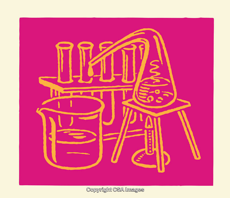 Colorful Line Art Illustration of Laboratory Apparatus and Science Equipment