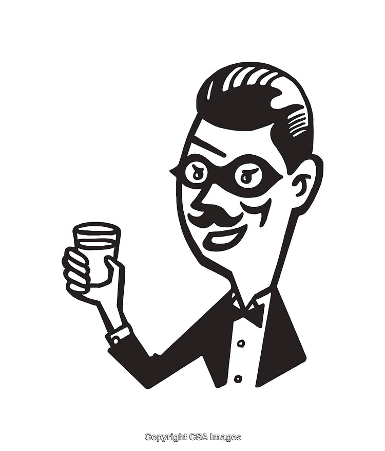 Elegant Line Art Illustration of a Man Holding a Drink
