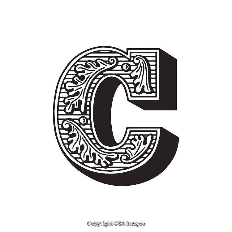 Intricate Vintage Letter C With Ornamental Floral Details