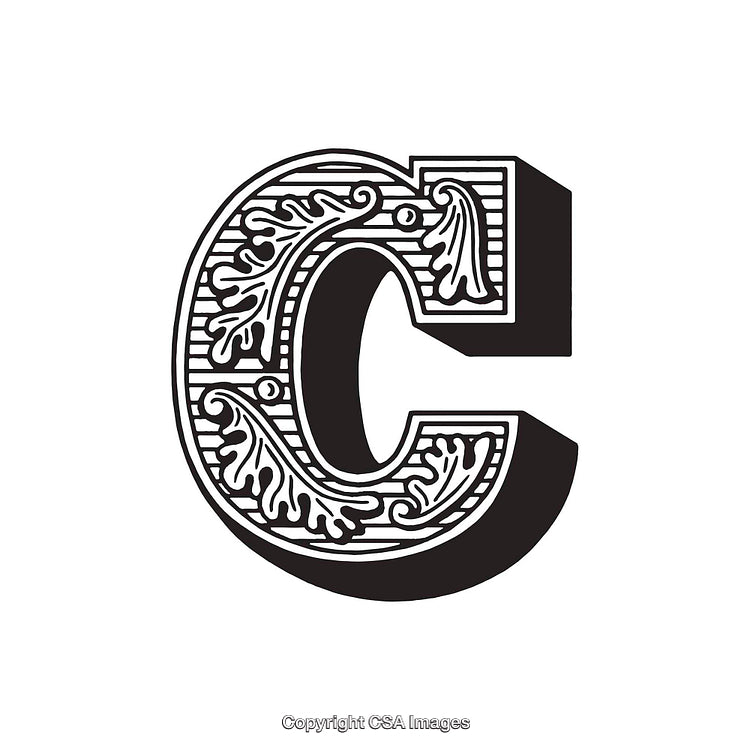 Intricate Vintage Letter C With Ornamental Floral Details