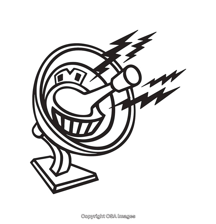 Retro Black and White Line Art of a Communicative Device