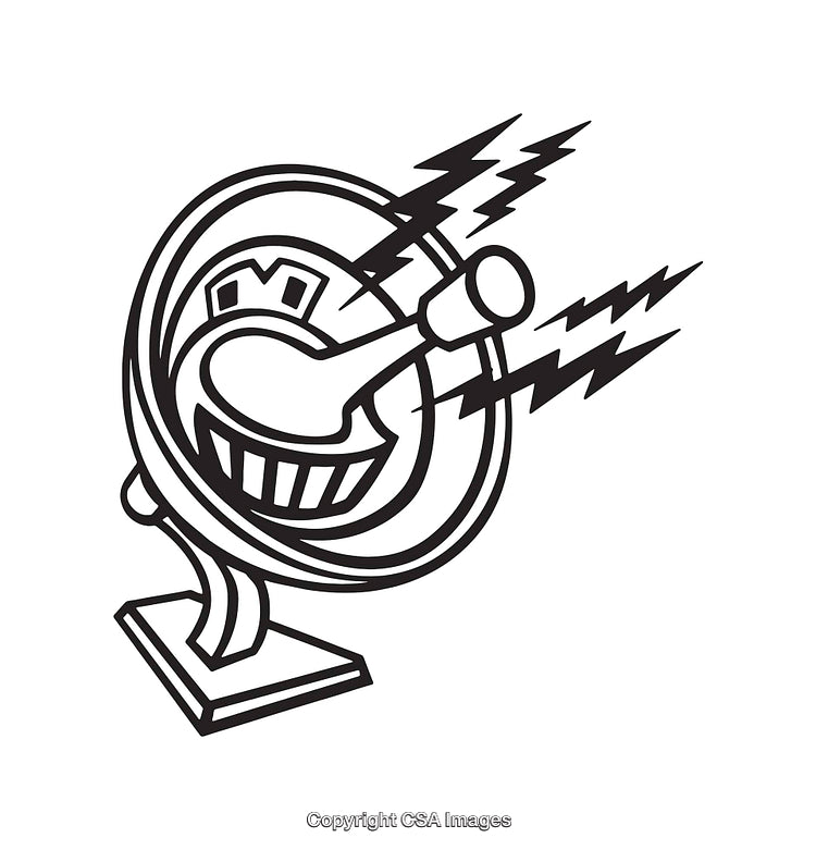 Retro Black and White Line Art of a Communicative Device