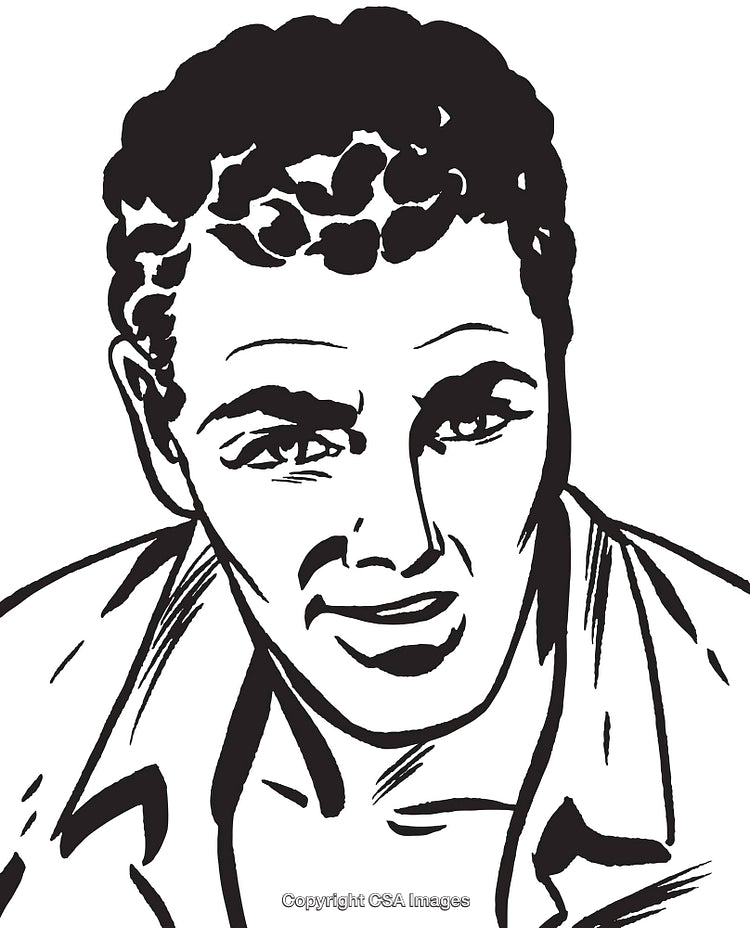 Vintage Hand-Drawn Illustration of a Man With a Retro Style