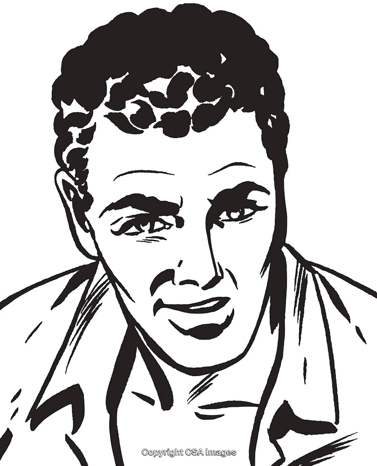 Vintage Hand-Drawn Illustration of a Man With a Retro Style