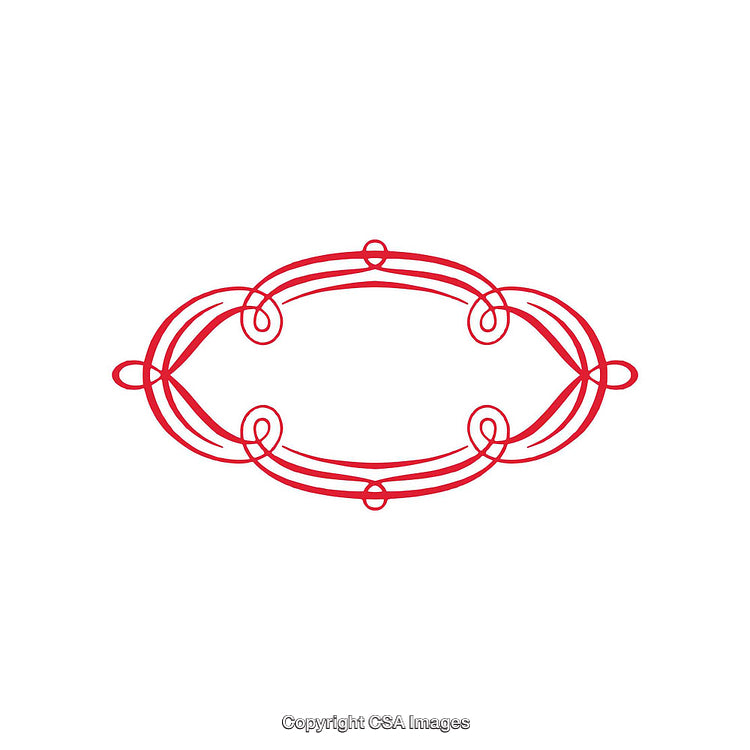 Elegant Red Ornamental Line Art Decoration on a Clean White Background