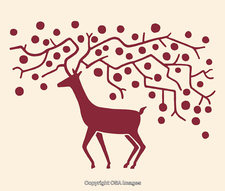 Abstract Silhouette of Deer with Branch Antlers in Minimalist Style