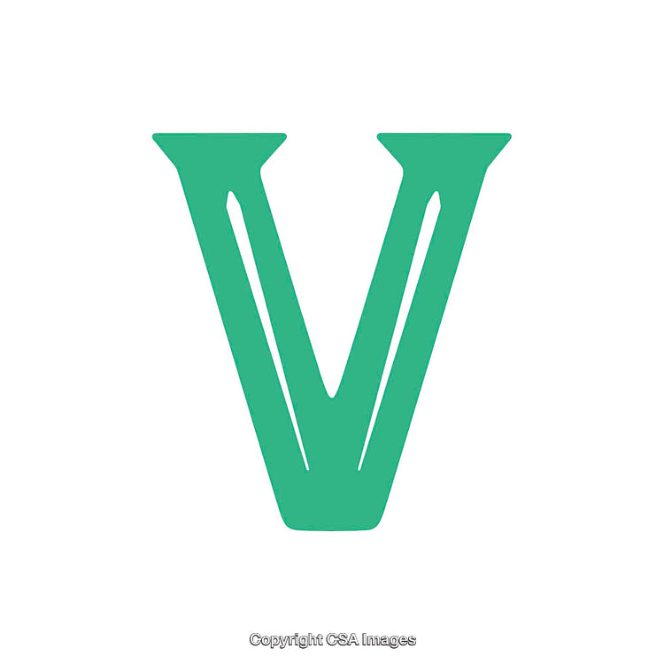 Bold Green Letter V on a Clean White Background