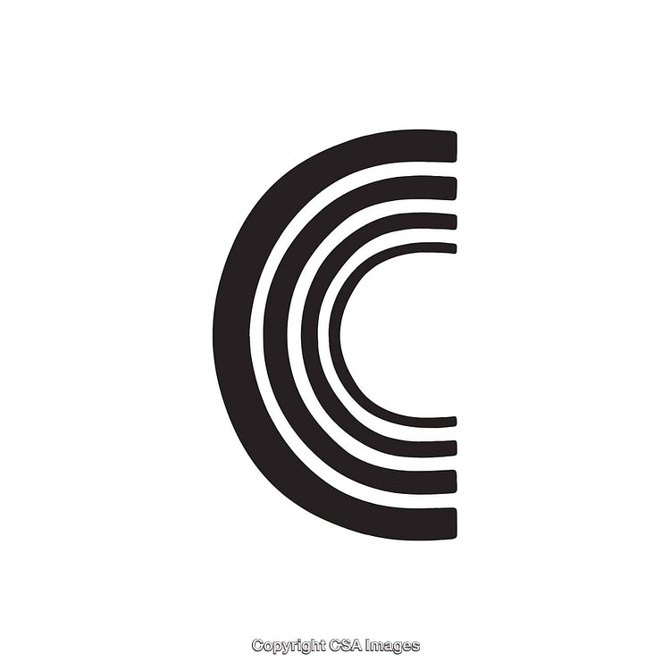 Abstract Black Letter C Design With Concentric Lines on White Background