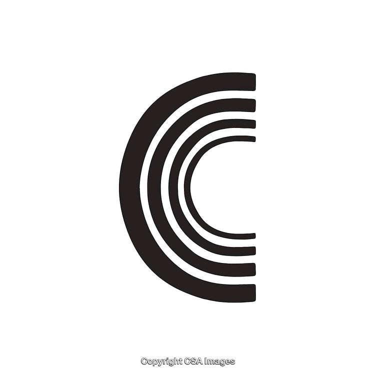 Abstract Black Letter C Design With Concentric Lines on White Background
