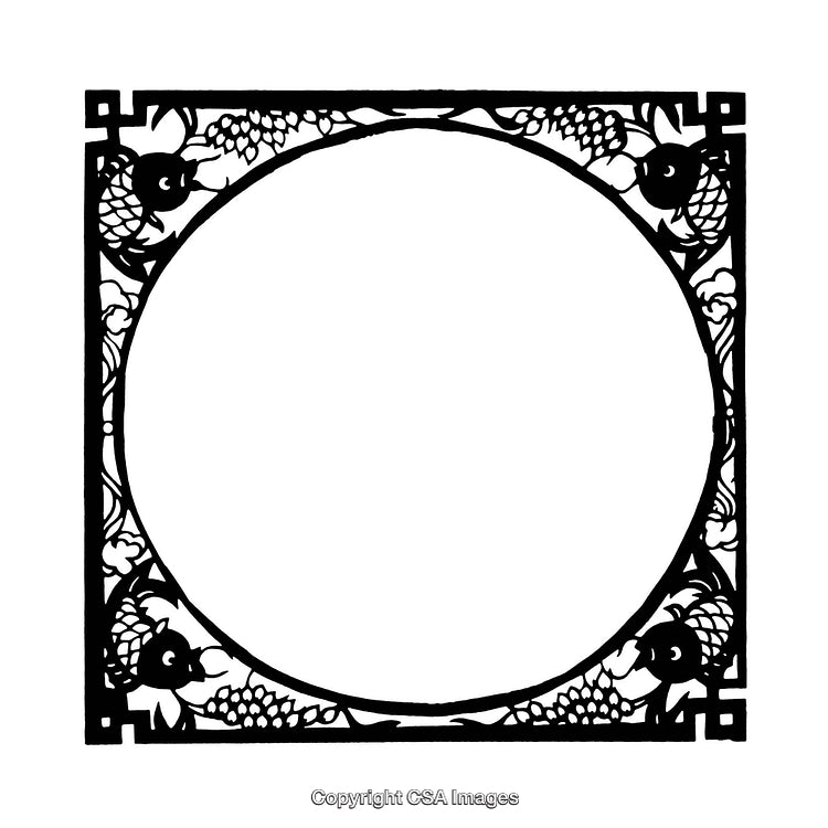 Ornate Black and White Border Design with Intricate Patterns