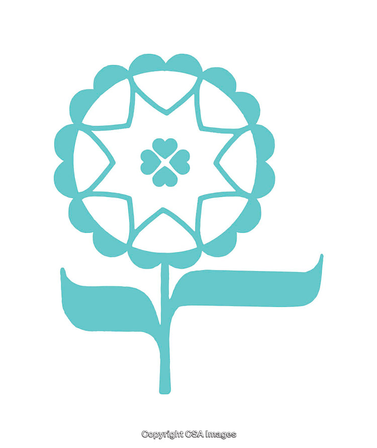 Stylized Flower Icon with Geometric and Heart-Shaped Elements