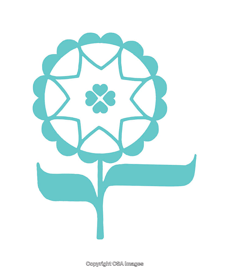 Stylized Flower Icon with Geometric and Heart-Shaped Elements