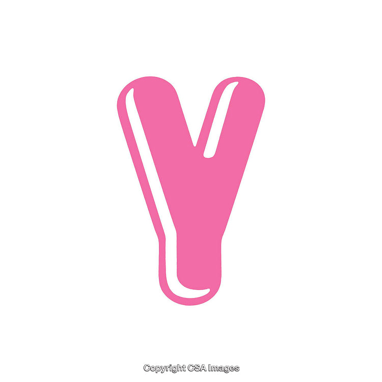 Pink Glossy Letter Y on a Blank White Background