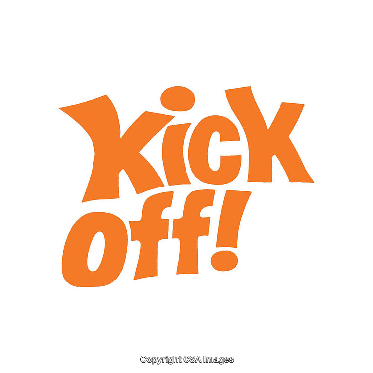 Dynamic Orange Kick Off Typography on White Background