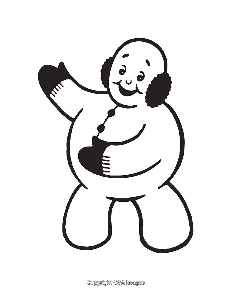 Charming Line Art Illustration of a Smiling Character with Ear Warmers