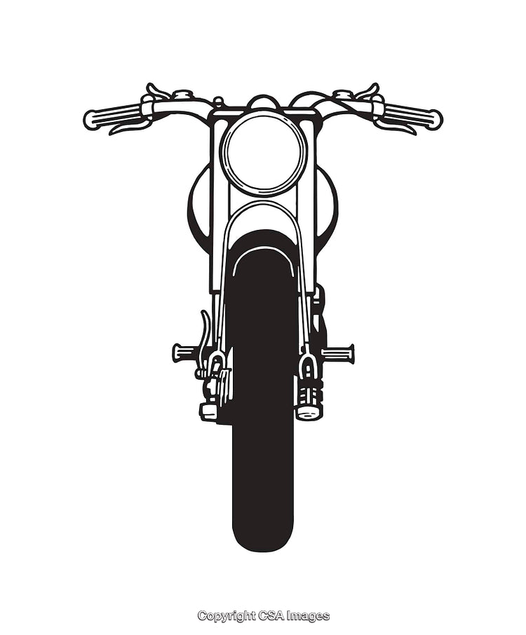 Minimalistic Line Art Illustration of a Classic Motorcycle Front View