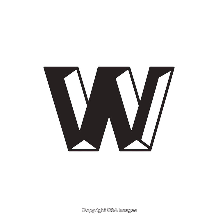 Bold 3D Letter W Design in Black and White Style