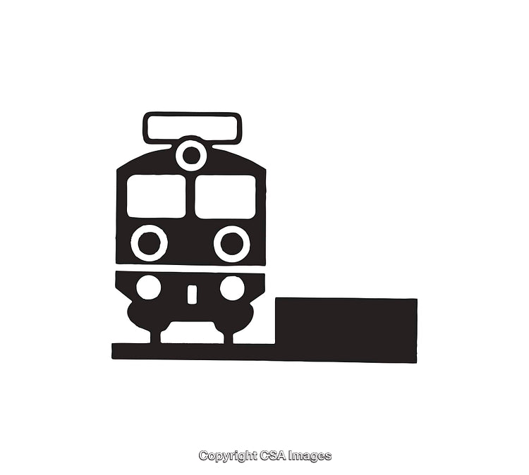 Minimalist Black and White Train Icon with Platform