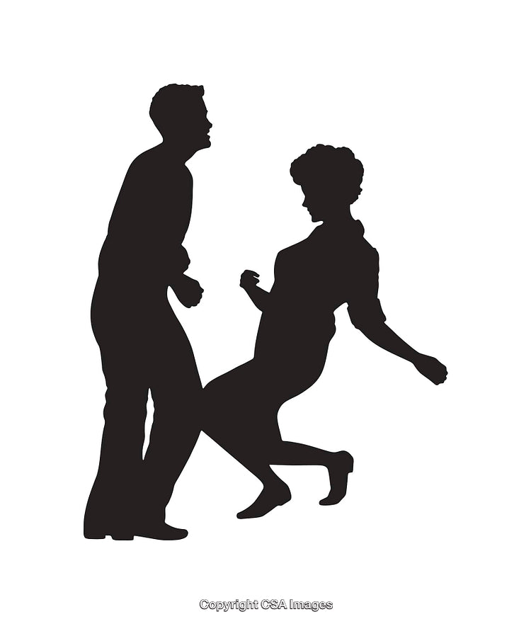 Silhouette of Two Dancing Individuals in Celebration Poses