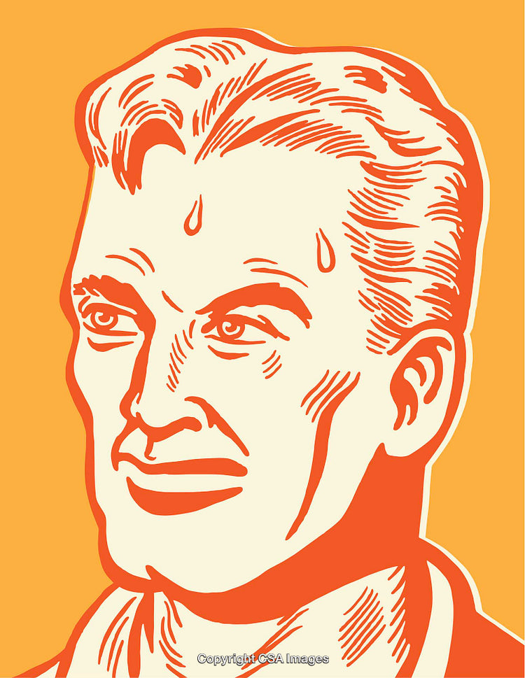 Retro Comic-Style Illustration of a Man with Facial Expressions