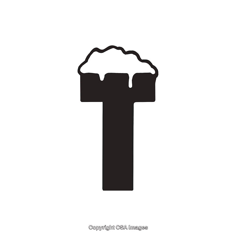 Creative Glyph of the Letter T With Snow Top Design