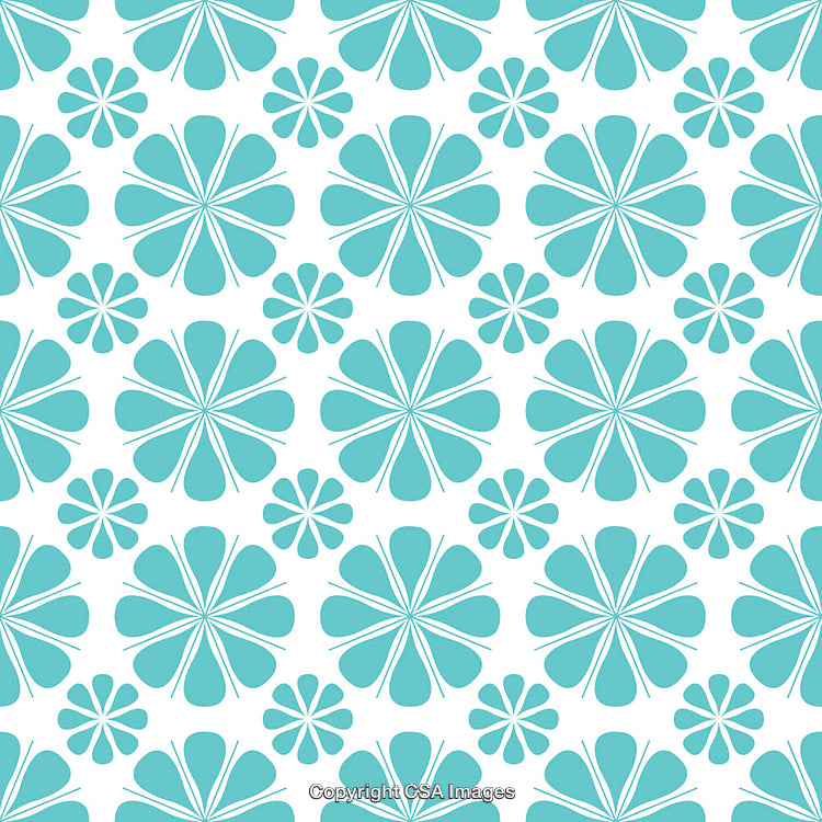 Delicate Turquoise Floral Pattern with White Background for Decorative Use