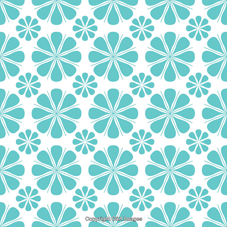 Delicate Turquoise Floral Pattern with White Background for Decorative Use