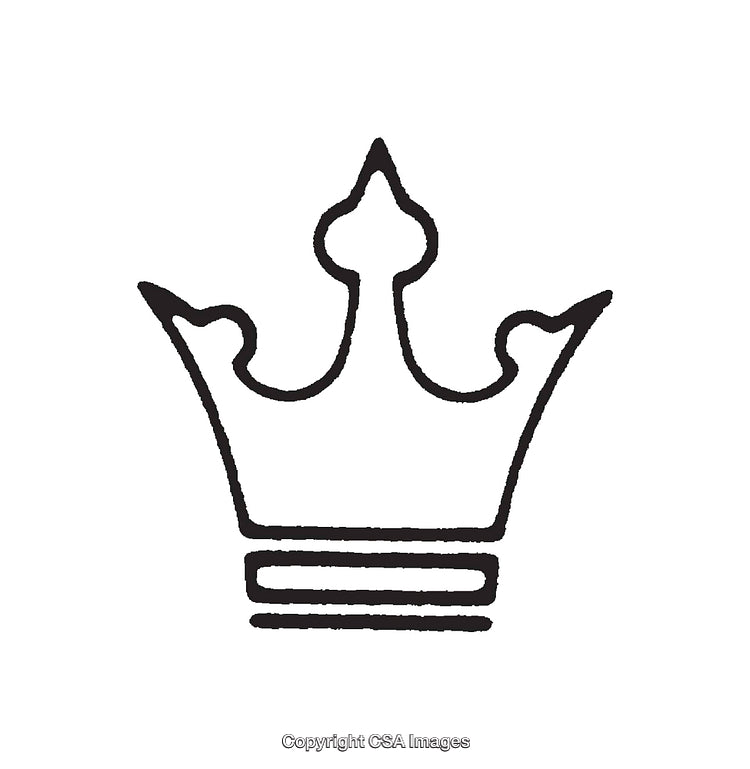 Black and White Line Art Illustration of a Simple Crown Design
