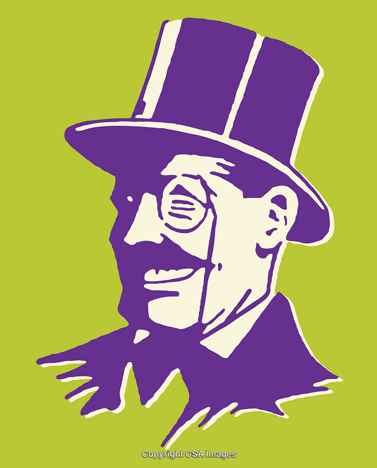 Retro Illustration of a Monocle Gentleman with Top Hat in Vibrant Colors