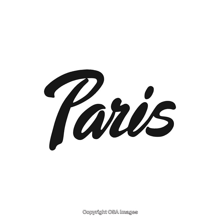 Paris Writing in Stylish Calligraphy Text on a White Background