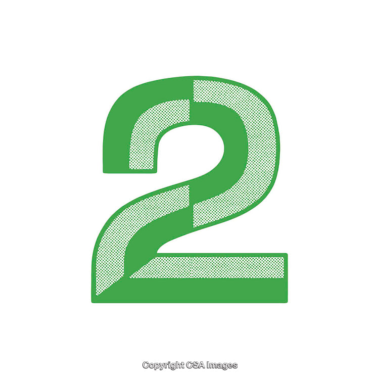 Green Stylized Number Two Design with Halftone Pattern Effect