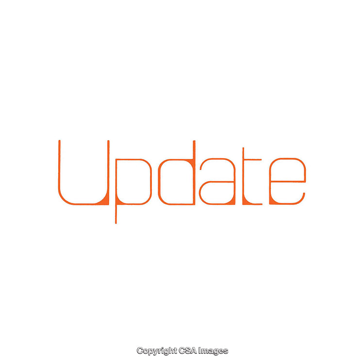 Modern Minimalist Typographic Design with Orange 'Update' Text on White Background