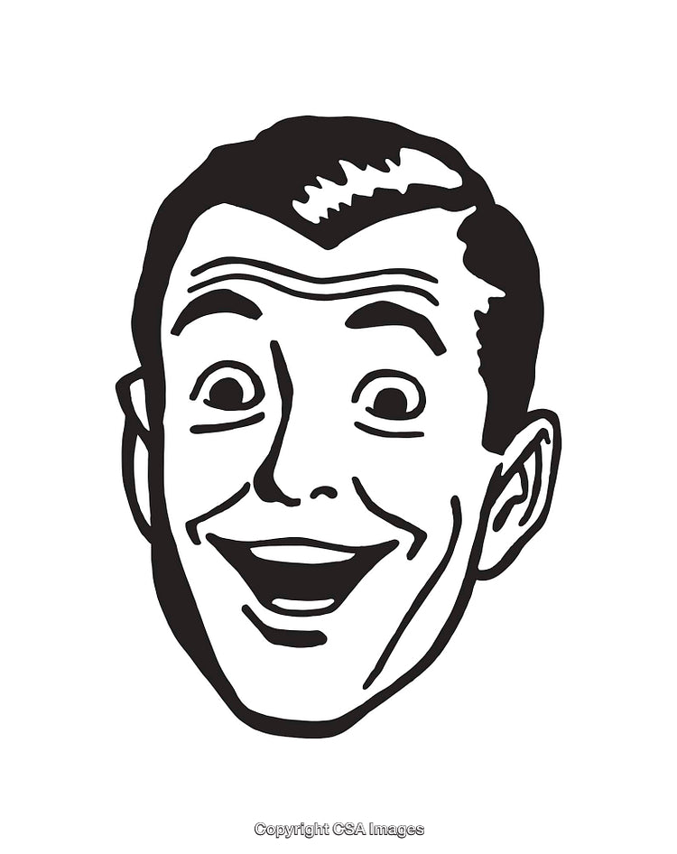 Retro Style Black And White Smiling Face Drawing Illustration