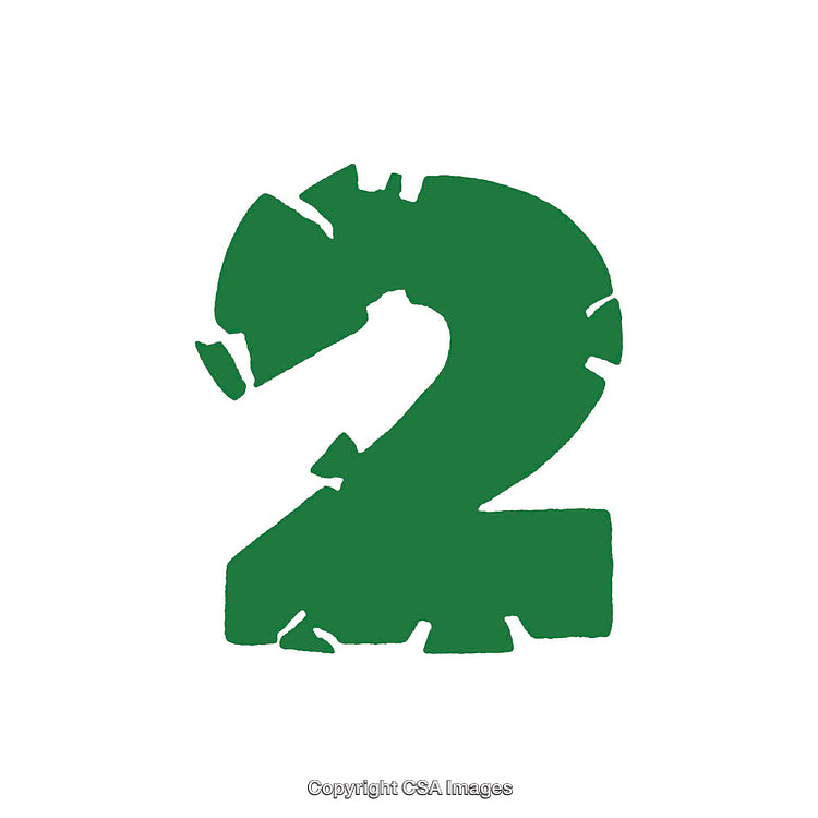 Bold Green Number Two with a Unique Artistic Design on White Background
