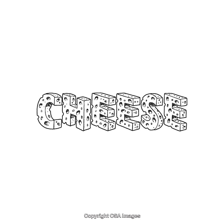 Creative Cheese Typography with Hole Texture in Monochrome Style